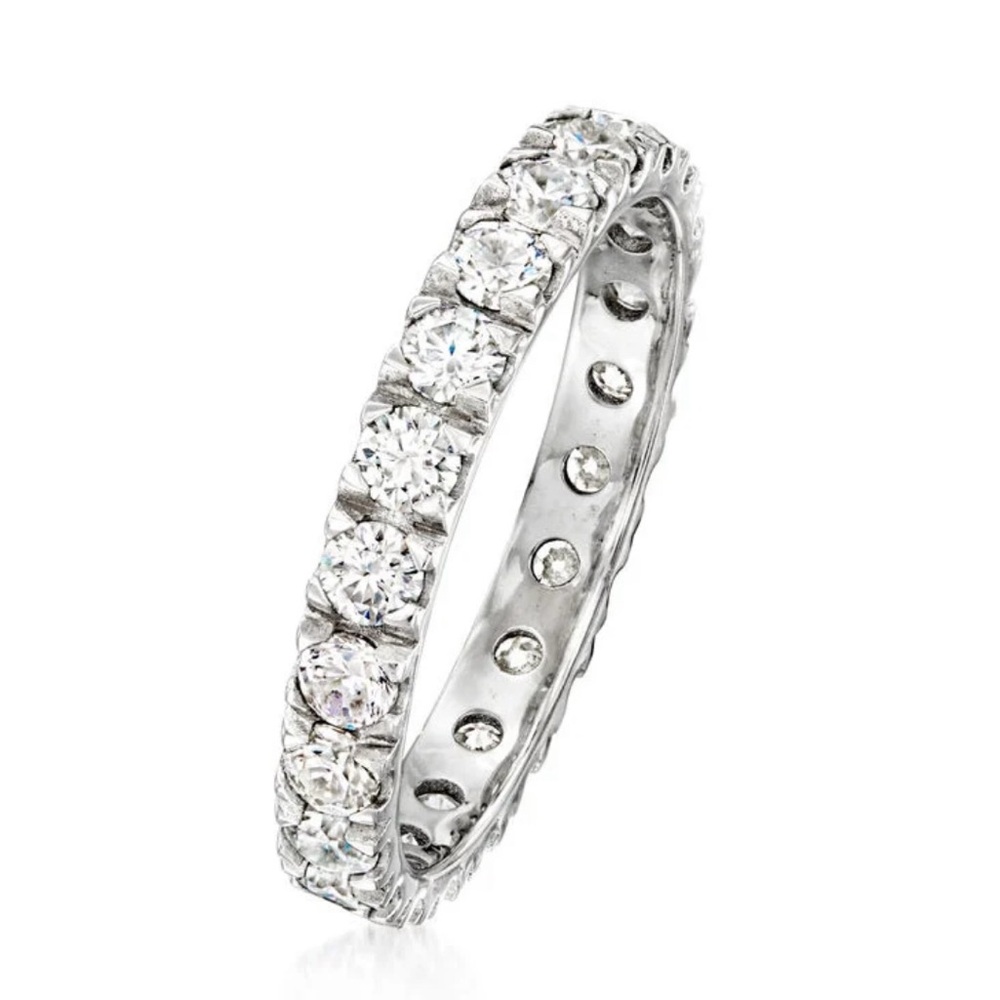 Two CZ Ross Simons Silver Diamond Eternity Bands Size 6.5